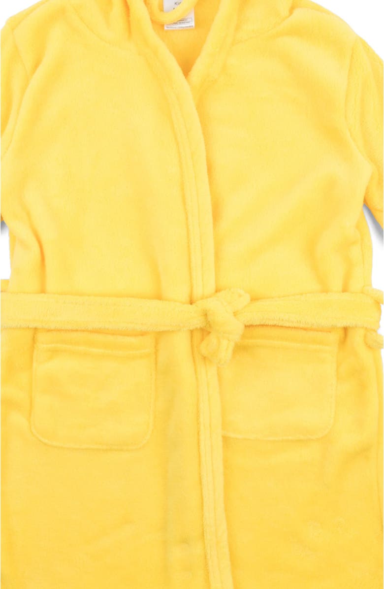 Leveret Kids Fleece Hooded Robe, Solid Colors, Alternate, color, Yellow