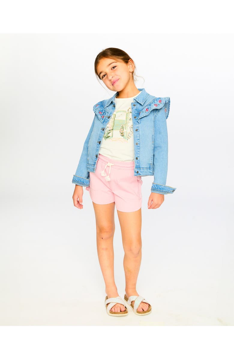 Deux par Deux Embroidery Long Sleeve Denim Jacket, Alternate, color, Light Blue Denim