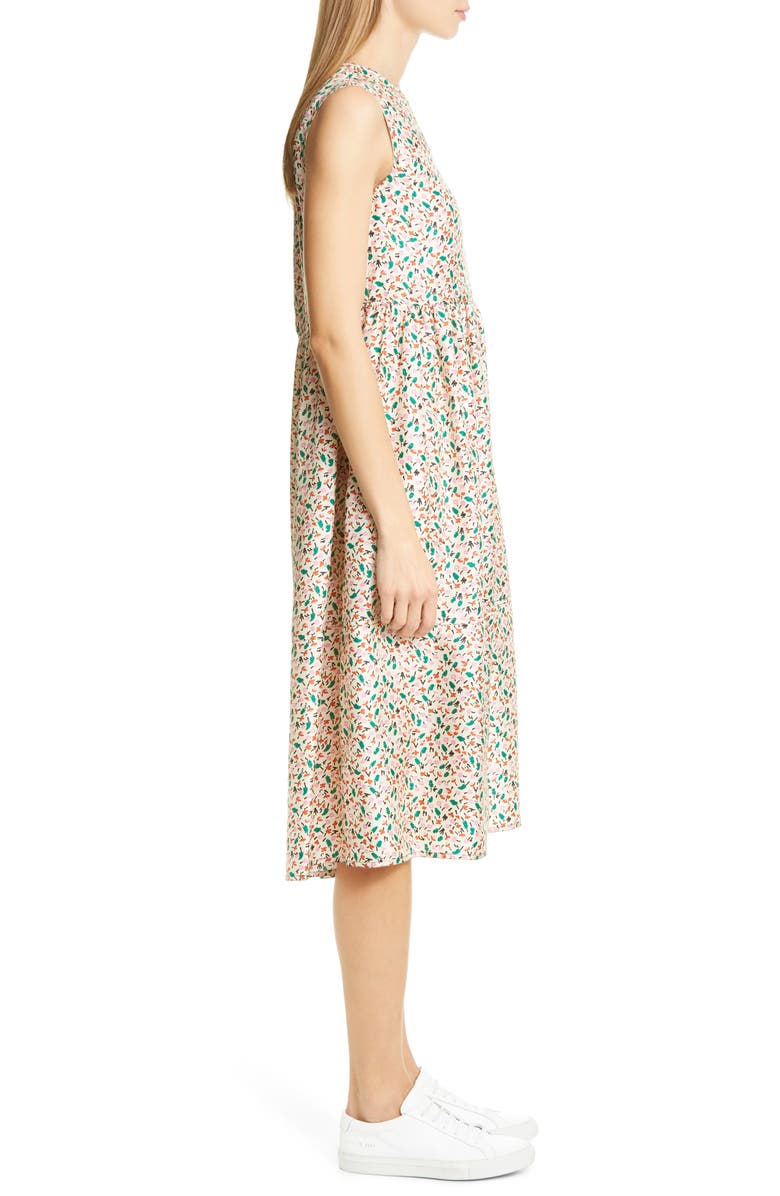 Marni Liz Floral Print Silk Twill Midi Dress, Alternate, color,