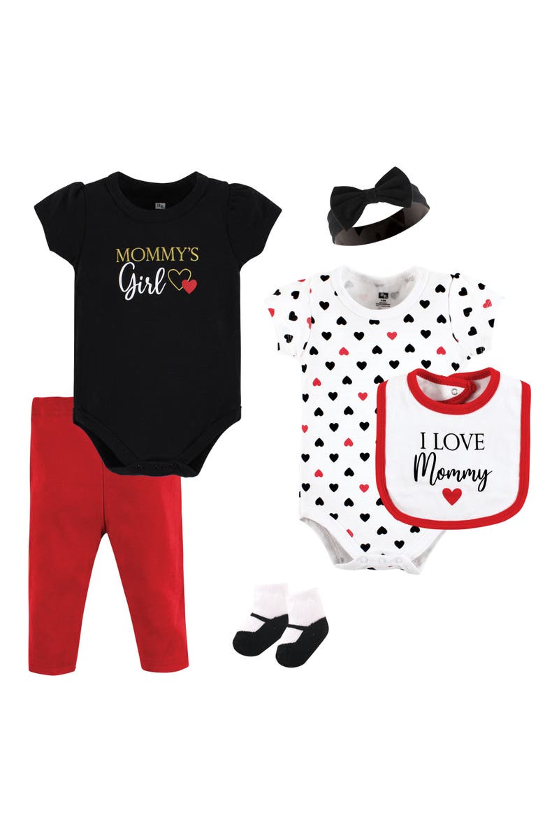 Hudson Baby Soft Cotton Outfit Collection, Main, color, Girl Mommy Red Black