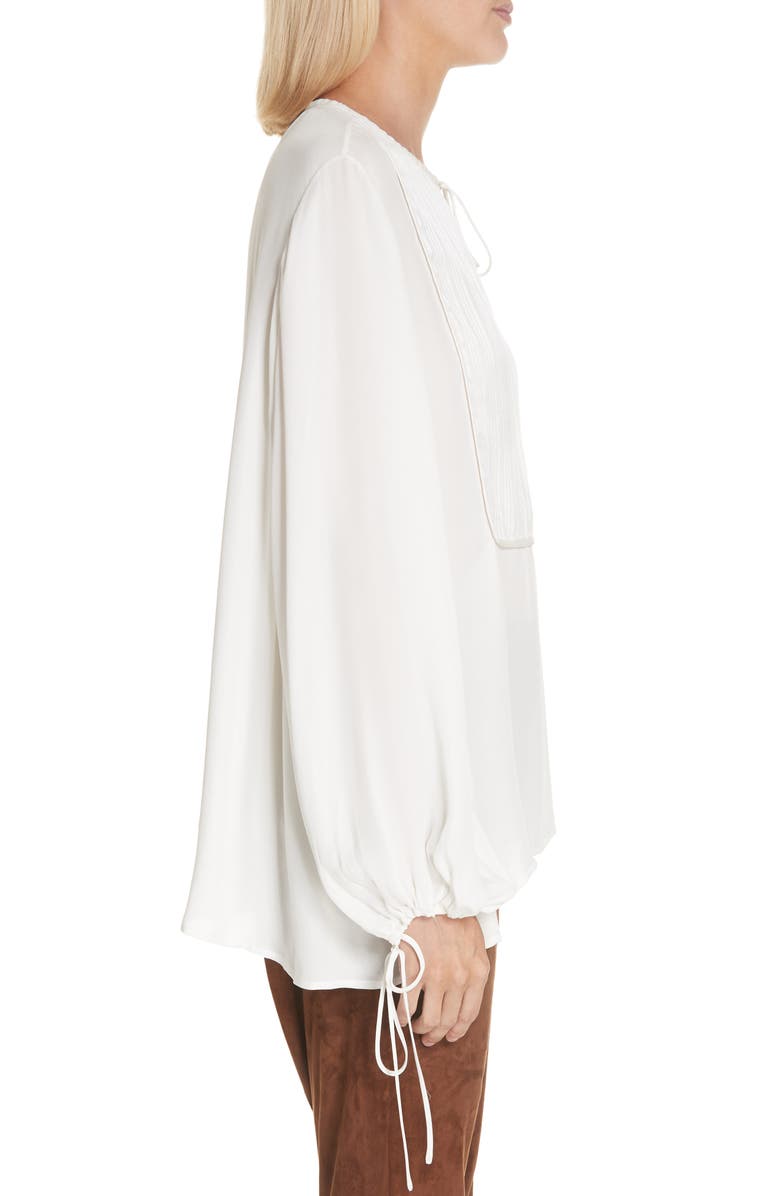 Nili Lotan Rena Tie Neck Silk Top, Alternate, color, 