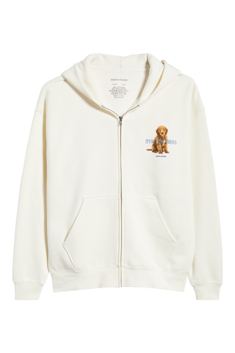 Not That Serious Zip Front Fleece Hoodie, Alternate, color, CREAM