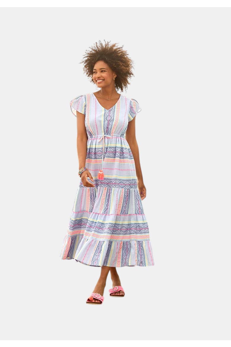 Abstract Sleeveless Maxi Dress, Main, color, BOHO GEO STRIPES