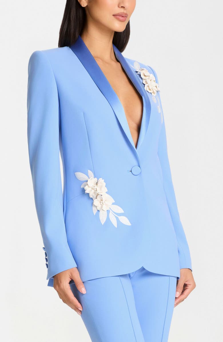 NADINE MERABI Allegra Floral Appliqué Blazer, Alternate, color, Blue