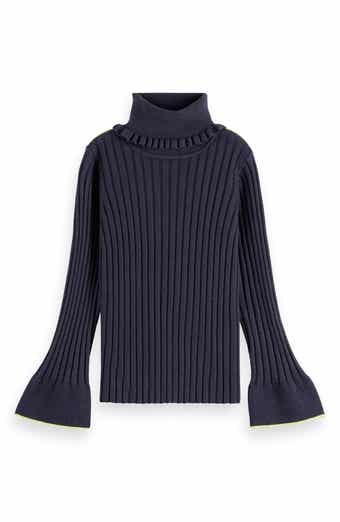 Scotch & Soda Kids' Rib Mock Neck Flare Sleeve Sweater