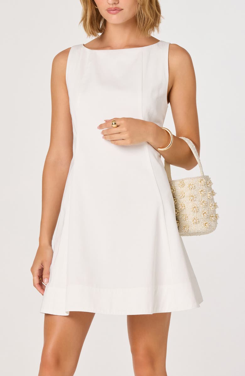 ASTR the Label Shyla Bow Back Cotton Blend A-Line Dress, Alternate, color, White