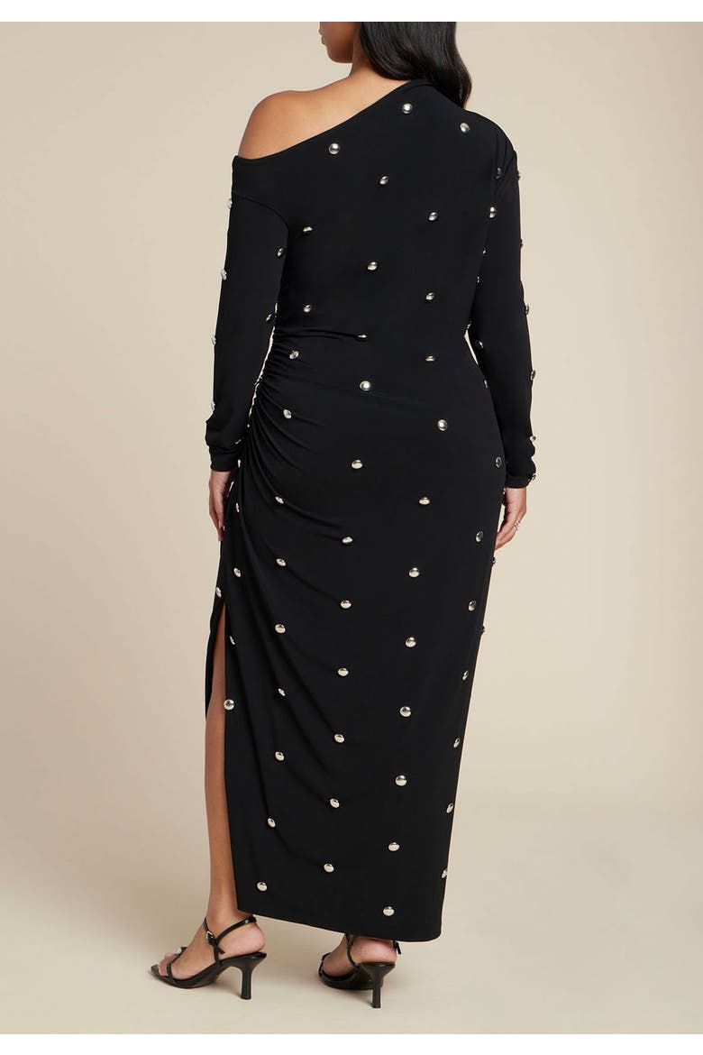 Draped Hardware Fitted Dress, Alternate, color, BLACK ONYX