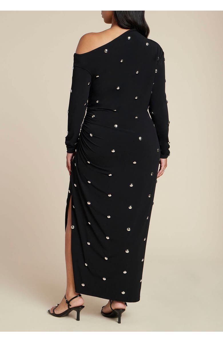 ELOQUII Draped Hardware Fitted Dress, Alternate, color, Black Onyx