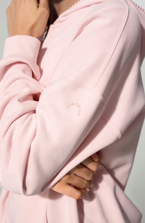 Lilysilk Silkerry Oversized Seamflow Verge Full-length Front Zip Hoodie In Pink