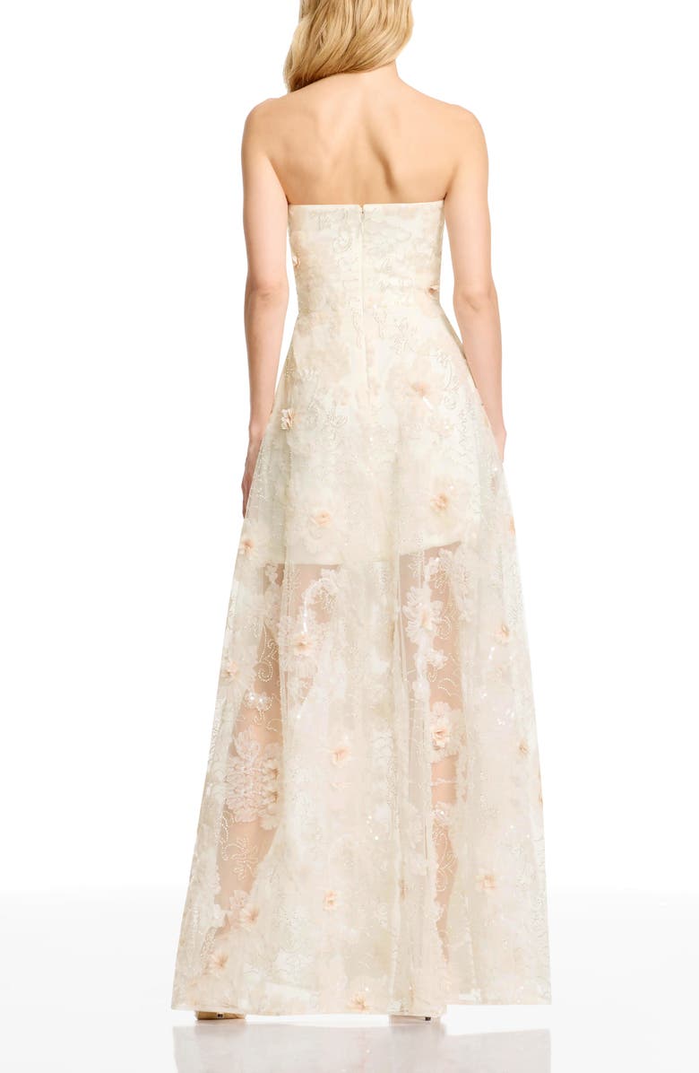 Dress the Population Connor Beaded Floral Strapless Gown, Alternate, color, White Multi