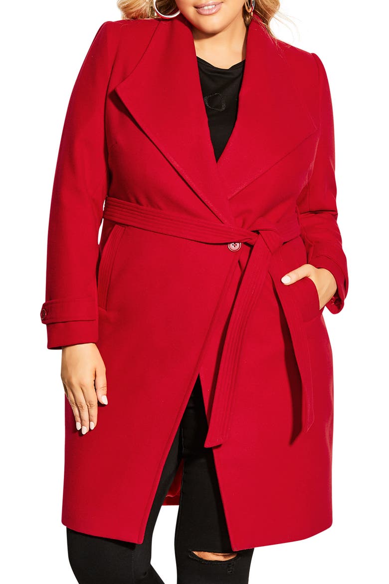 So Chic Wrap Coat, Main, color, LUST RED