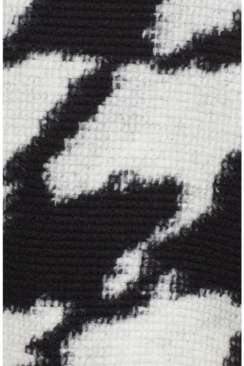 Zip Front Houndstooth Wool Blend Poncho, Alternate, color, BLACK/ WHITE