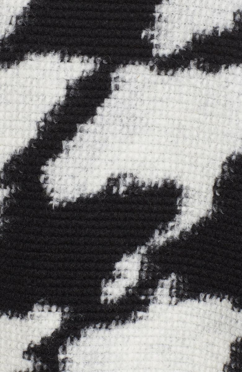 French Connection Zip Front Houndstooth Wool Blend Poncho, Alternate, color, 