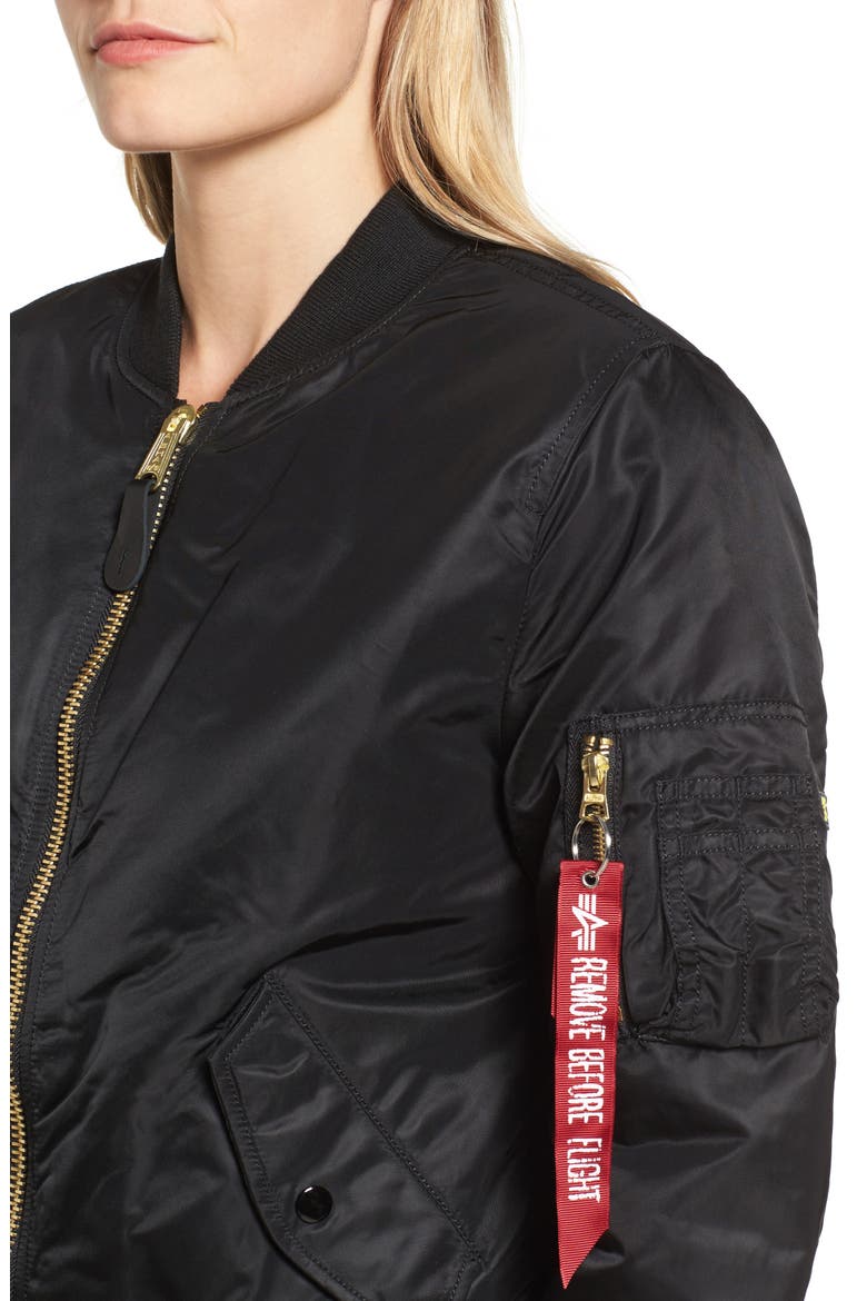 MA-1 W Bomber Jacket, Alternate, color, BLACK