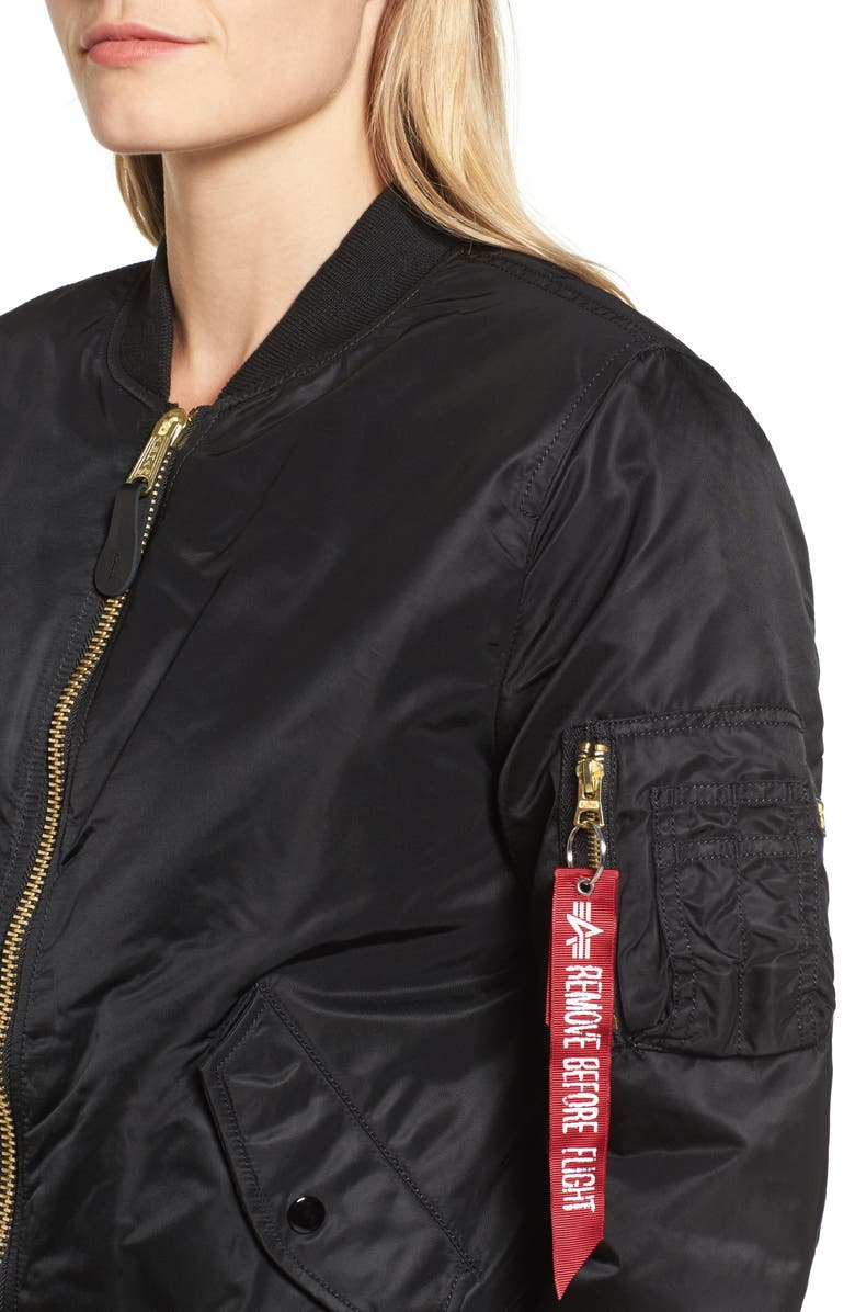 Alpha Industries MA-1 W Bomber Jacket, Alternate, color, Black