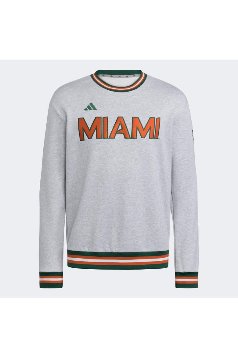 Men's adidas Gray Miami Hurricanes Dugout Collection Sweatshirt, Main, color, Gray