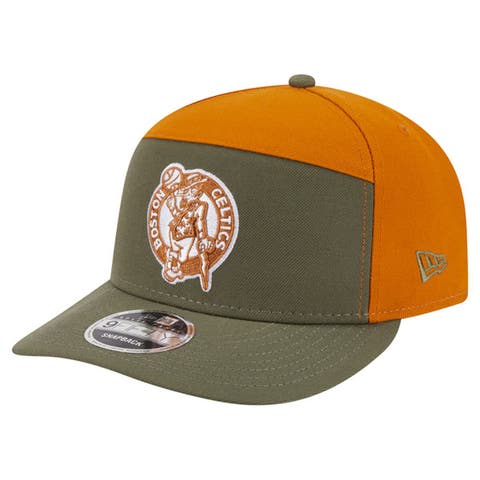 Men
s New Era  Olive/Burnt Orange Boston Celtics Two-Tone Color Pack Split Panel 9FIFTY Adjustable Hat