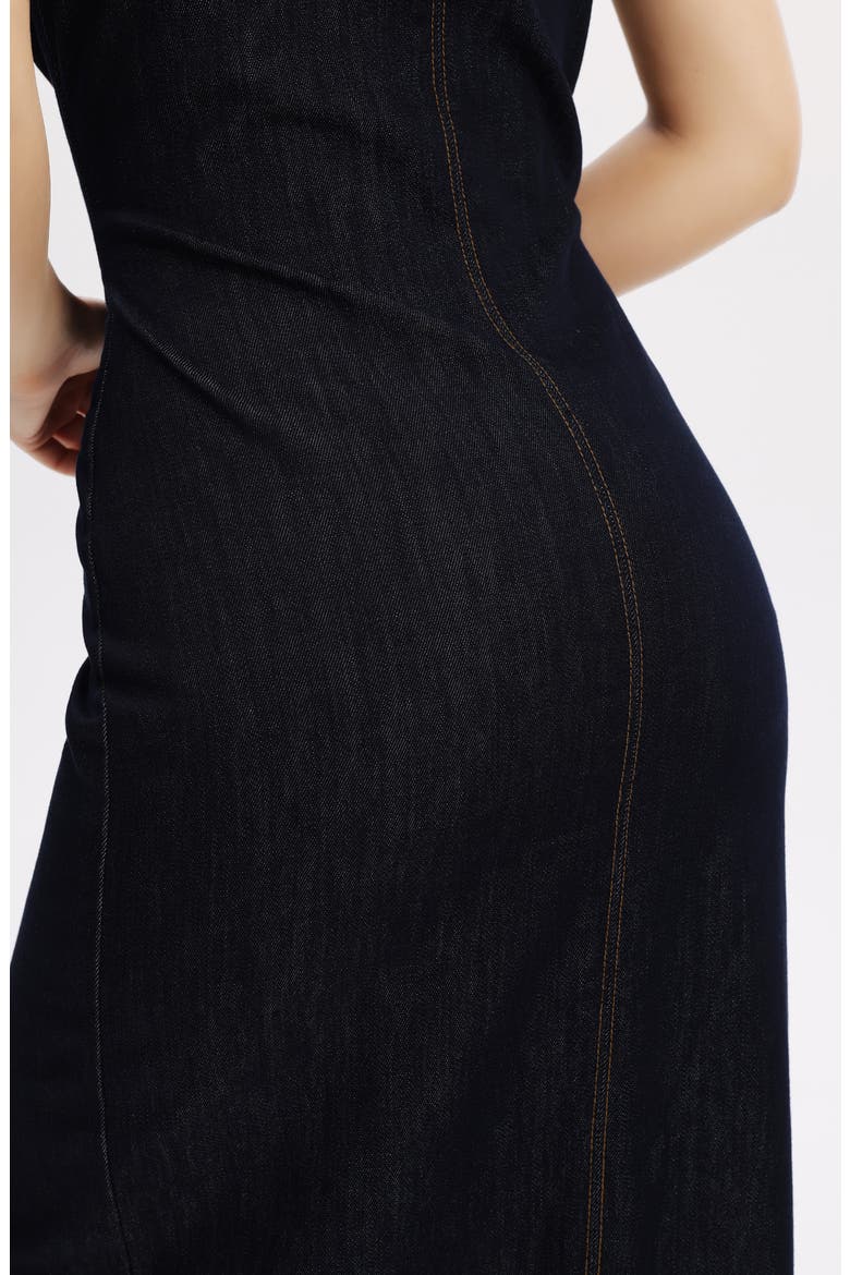 Julia Belted Sleeveless Denim Midi Dress, Alternate, color, RAW DENIM