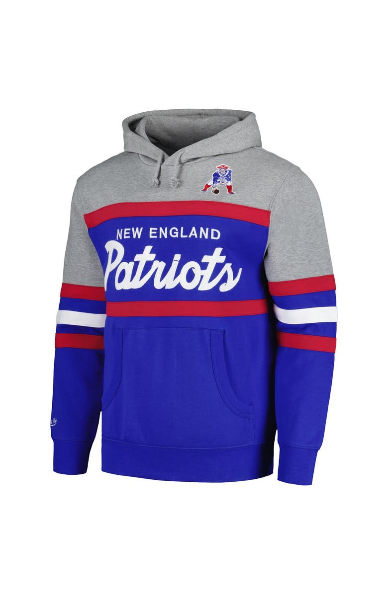 Mitchell & Ness Men's Mitchell & Ness Heather Gray/Royal New England Patriots Big & Tall Head Coach Pullover Hoodie, Alternate, color,