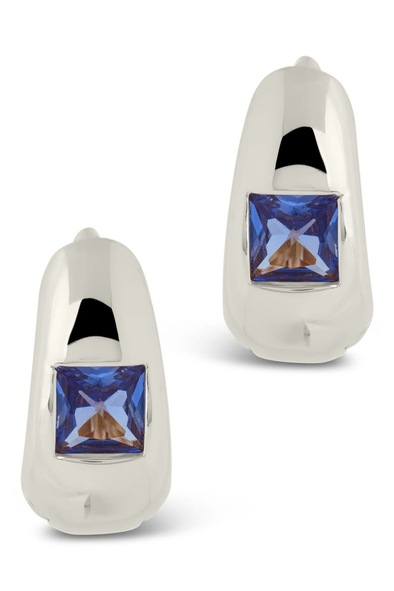 Farah Cubic Zirconia Huggie Hoop Earrings, Alternate, color, SILVER