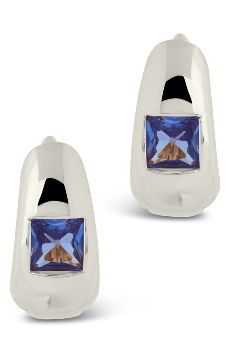 Sterling Forever Farah Cubic Zirconia Huggie Hoop Earrings, Alternate, color, 