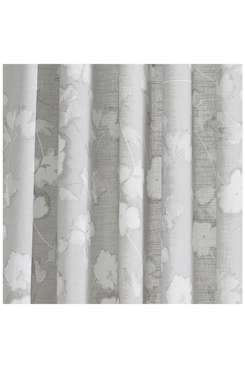 Dandelion Floral Print Set of 2 Poletop Curtain Panels, Alternate, color, GREY
