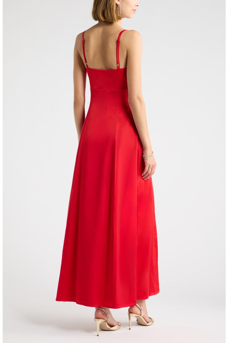 Satin Cocktail Maxi Dress, Alternate, color, RED PEPPER