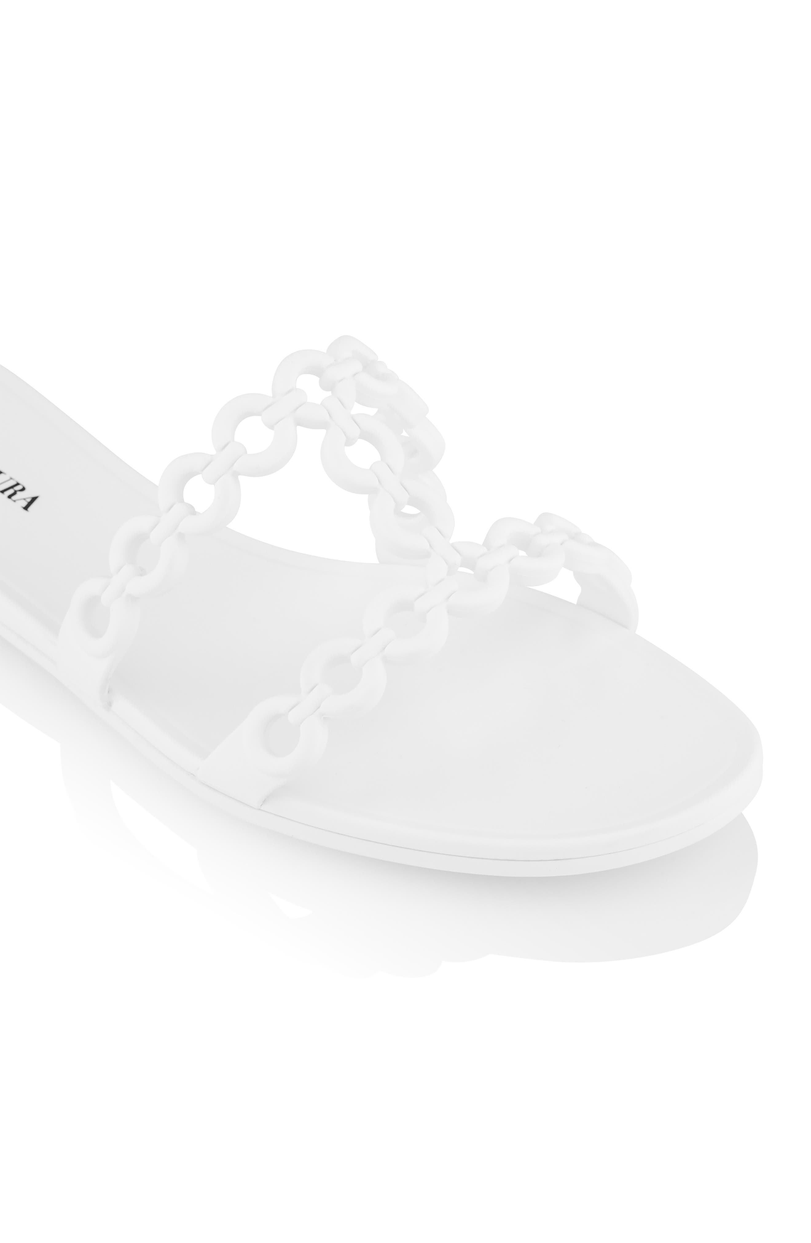 Aquazzura Infinity Chain Jelly Slide Sandal, Alternate, color, White
