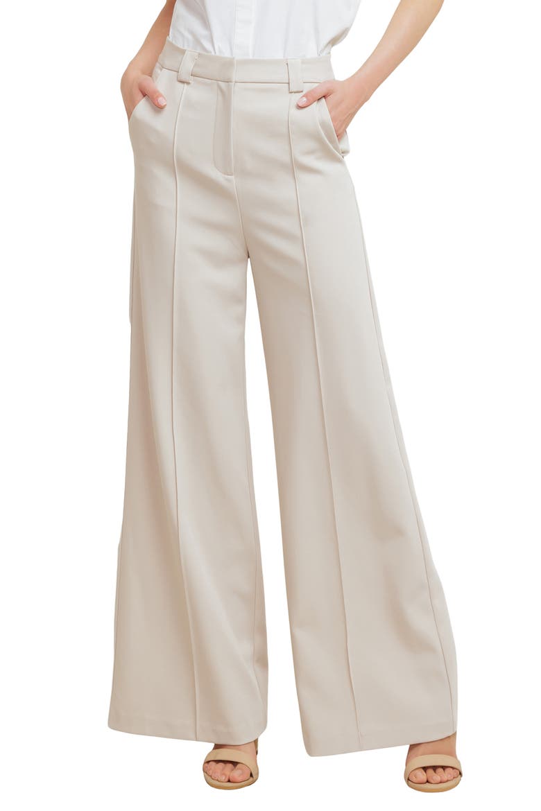 Seamed Wide Leg Pants, Main, color, LIGHT BEIGE