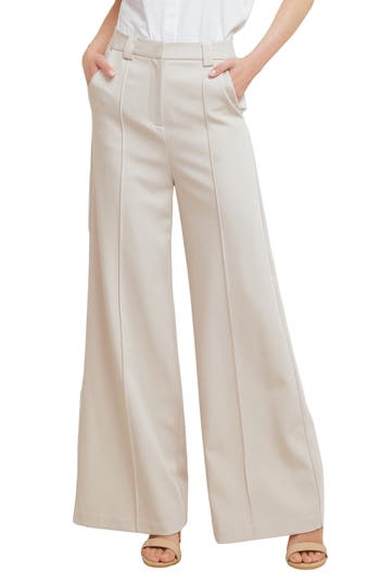 Freemarket Seamed Wide Leg Pants In Light Beige