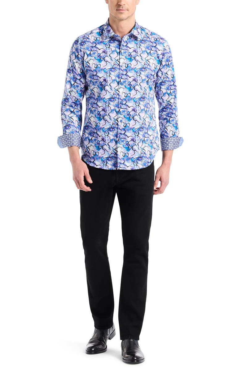 Robert Graham Roche Long Sleeve Woven Shirt, Alternate, color, Multi Blue