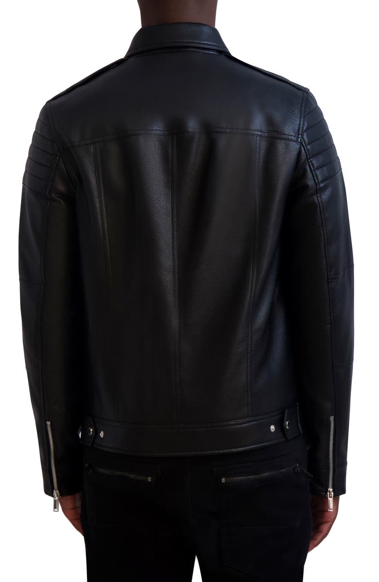 KARL LAGERFELD PARIS Faux Leather Trucker Jacket, Alternate, color, Black