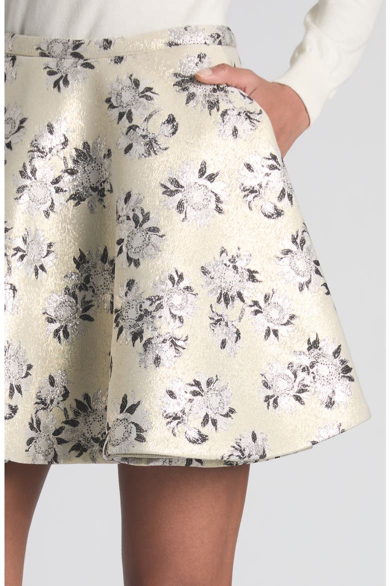 Floral Brocade Miniskirt, Alternate, color, IVORY