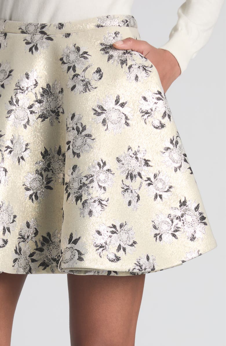McQueen Floral Brocade Miniskirt, Alternate, color, Ivory
