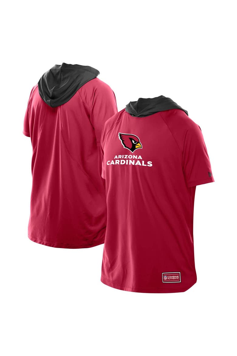 Men's New Era  Cardinal Arizona Cardinals Combine Authentic Hooded Raglan Short-Sleeve T-Shirt, Main, color, Cardinal