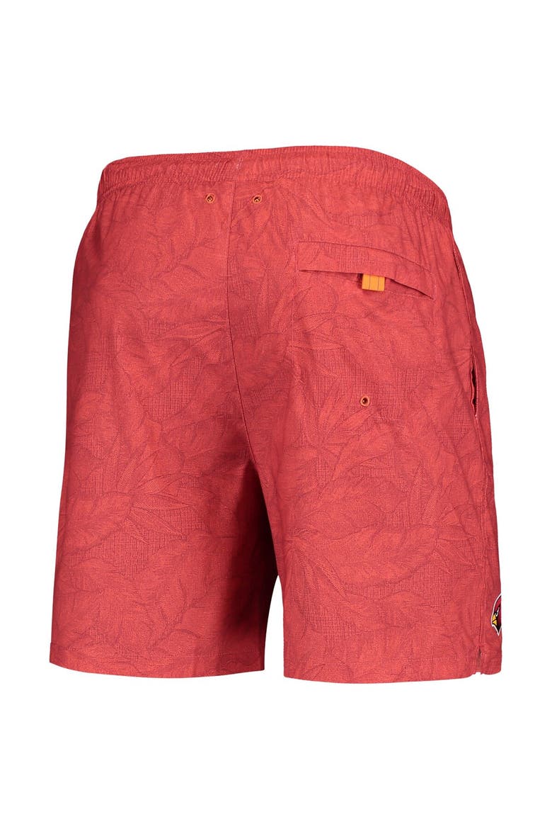 Men's Tommy Bahama Cardinal Arizona Cardinals Team Naples Layered Leaves Swim Trunks, Alternate, color, Cardinal