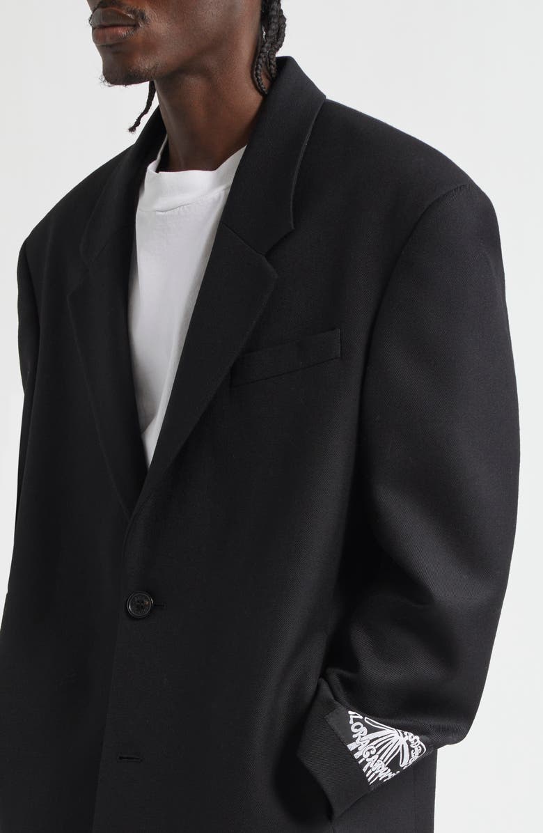 Acne Studios Single Breasted Wool Gabardine Topcoat, Alternate, color, Black