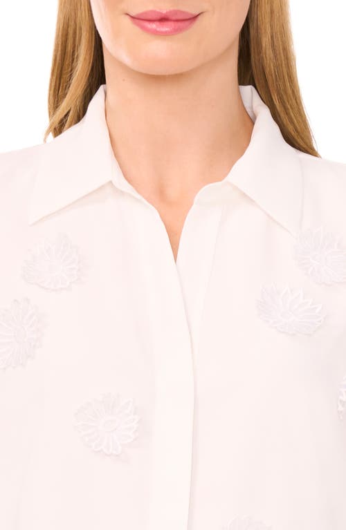 Cece Floral Appliqué Georgette Button-up Shirt