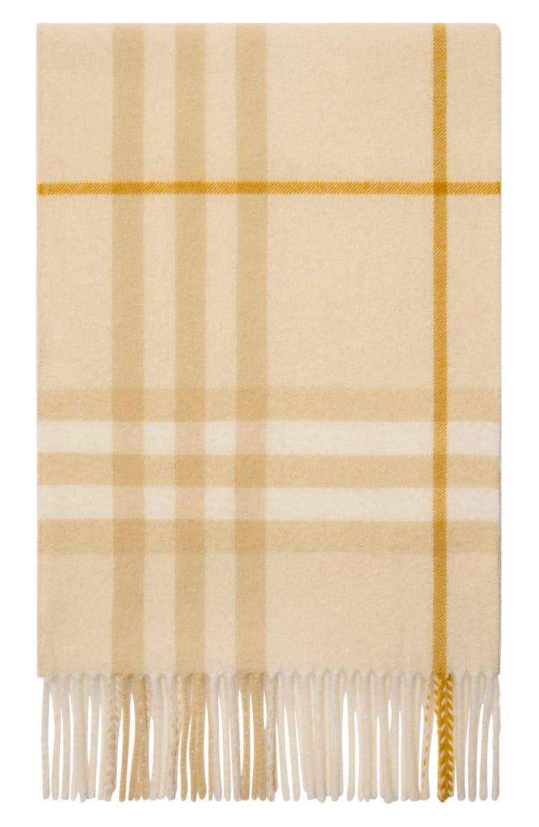 Burberry Giant Check Cashmere Scarf, Alternate, color, White Denim