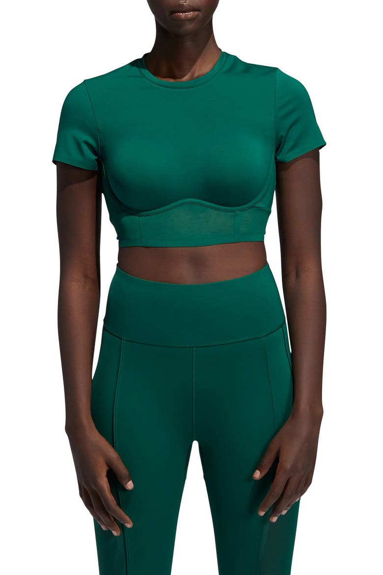 Corset Crop Top, Main, color, DARK GREEN