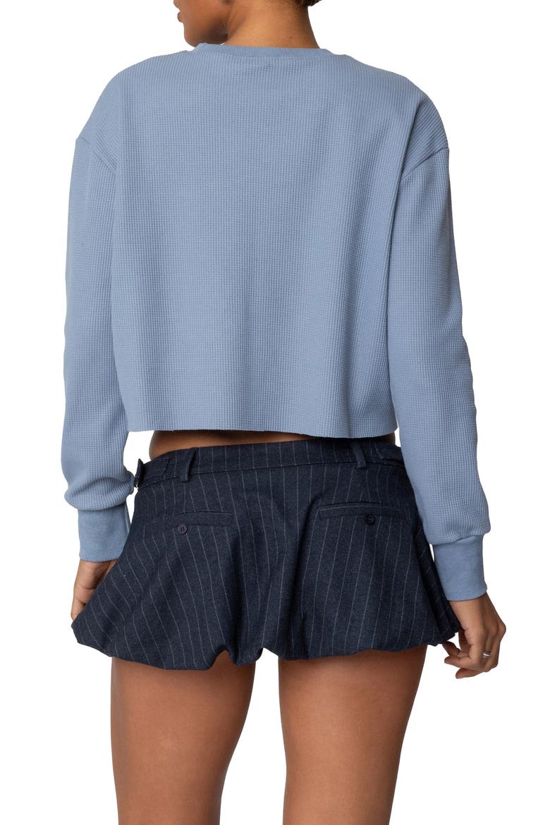 88 Long Sleeve Crop Waffle Knit T-Shirt, Alternate, color, BLUE