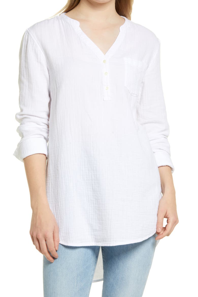 Women's Long Sleeve High/Low Tunic, Main, color, WHITE