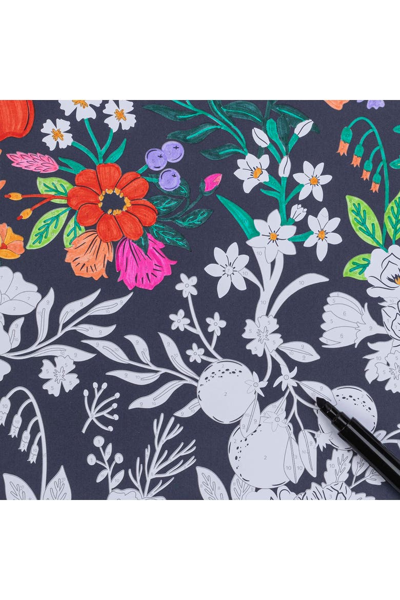Vivid by Brea Reese Marker Color By Number Kit, Whimsical Botanicals, 5 Markers, Alternate, color, Multicolored