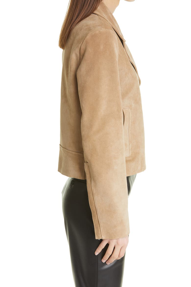 Suede Moto Jacket, Alternate, color, DARK SAND