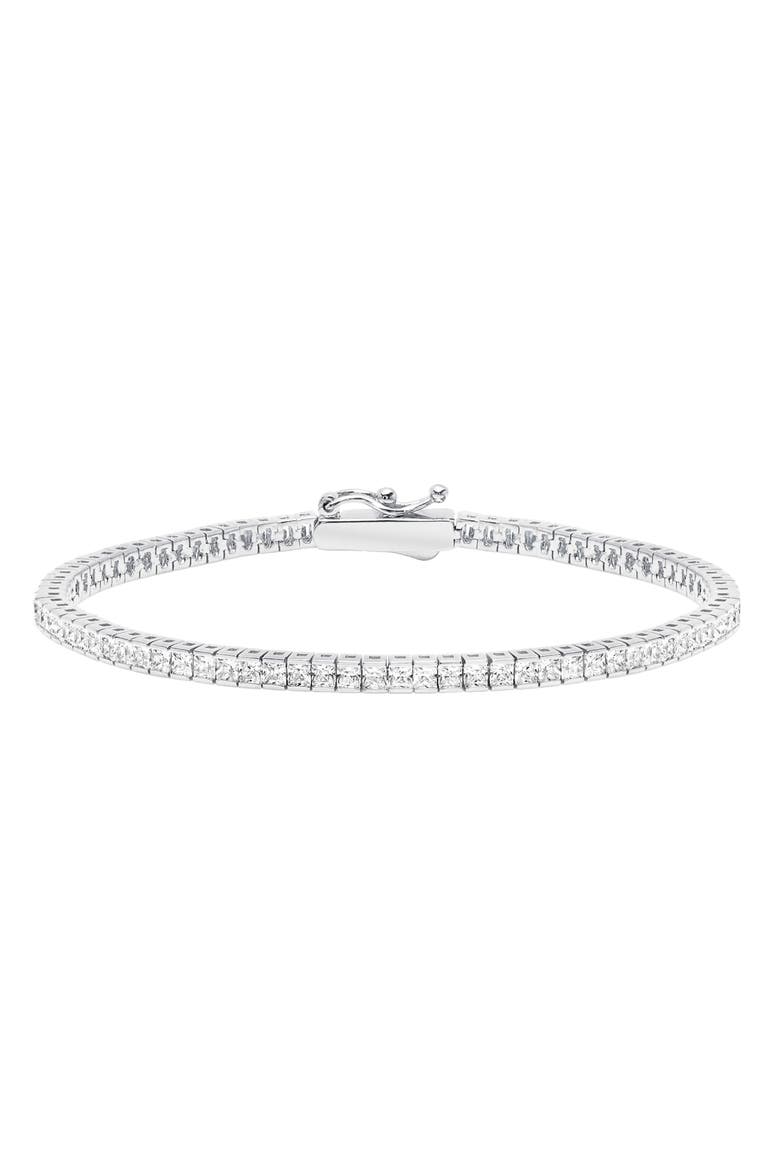 Princess Cubic Zirconia Tennis Bracelet, Main, color, PLATINUM