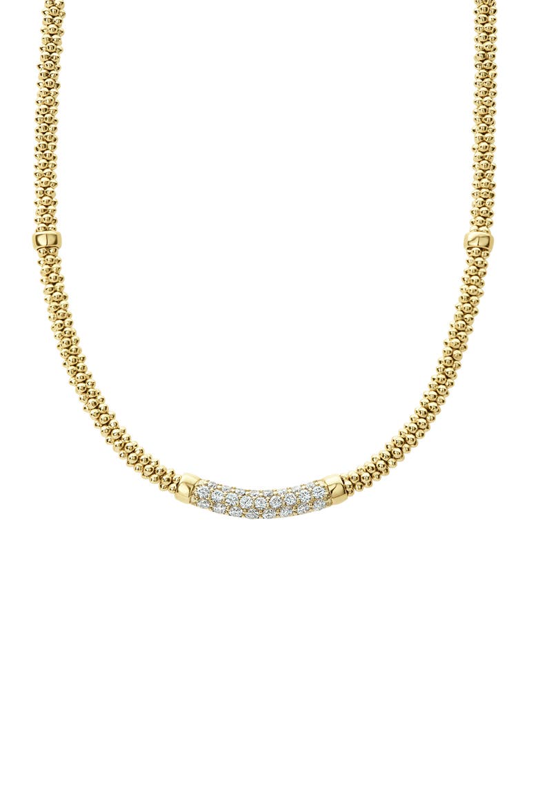 Caviar Pavé Diamond Rope Necklace, Alternate, color, GOLD