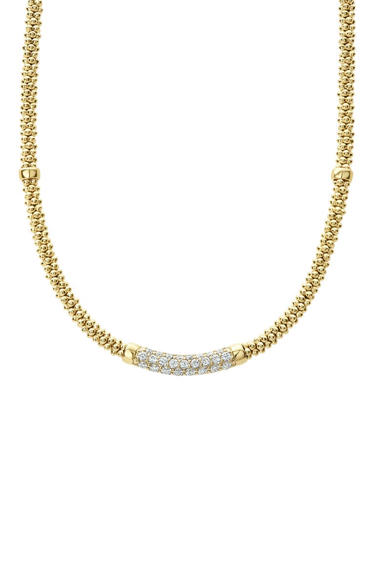 LAGOS Caviar Pavé Diamond Rope Necklace, Alternate, color, Gold
