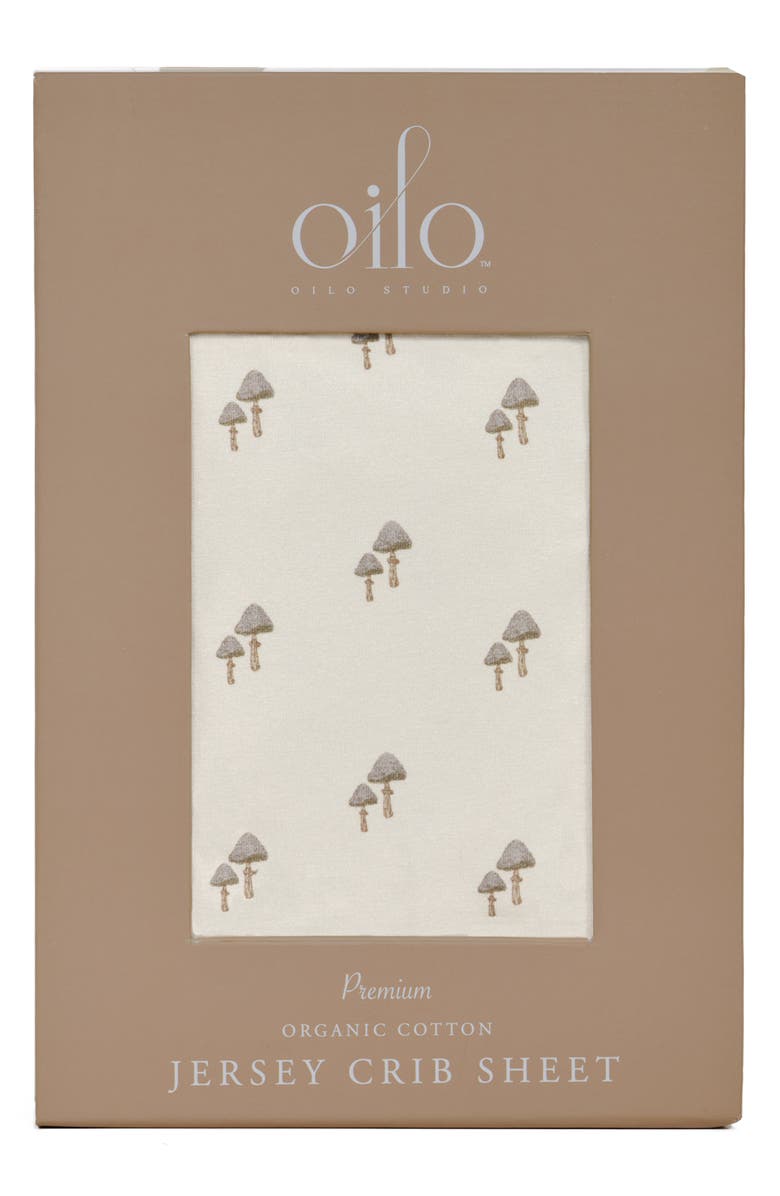 Oilo Print Organic Cotton Crib Sheet, Main, color, Eggshell