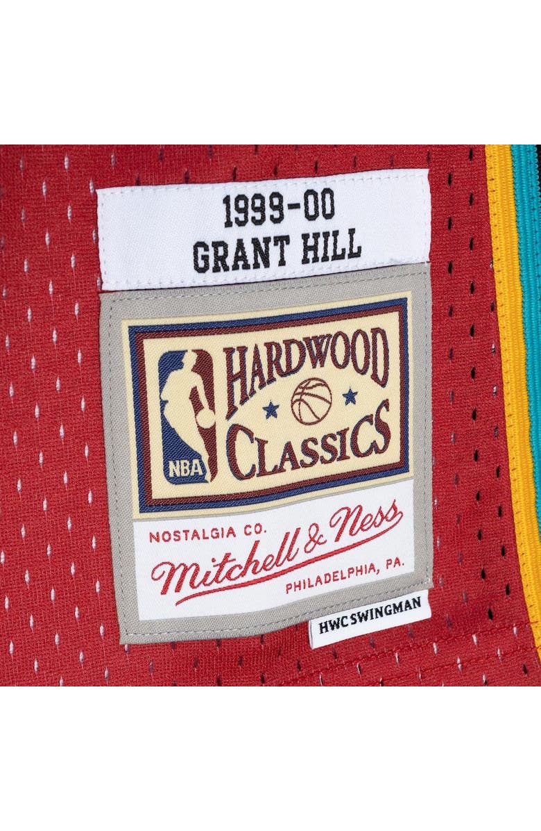 Mitchell & Ness Men's Mitchell & Ness Grant Hill Teal/Red Detroit Pistons Hardwood Classics 1999/00 Split Swingman Jersey, Alternate, color, 