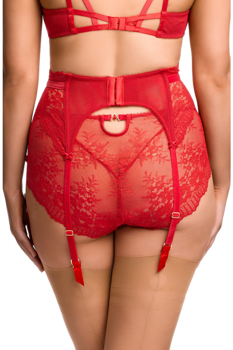 Floradora Lace Garter Belt, Alternate, color, FLAME